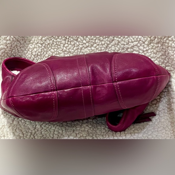 Coach Pleated Hamilton Hobo Leather Bag In Magenta Pink Shoulder Bag Vintage - Picture 8 of 10